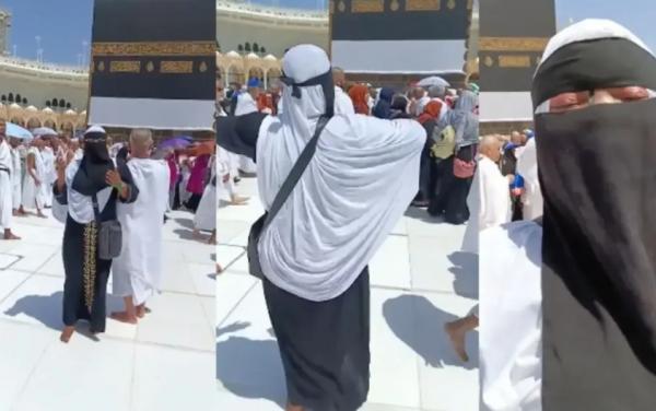 Viral! Wanita Bercadar Joget di Depan Ka'bah
