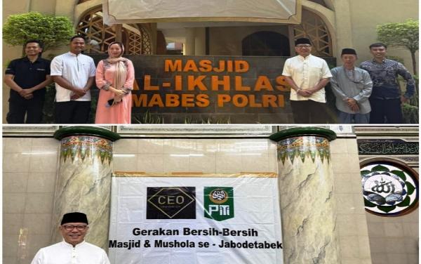Ketum PITI Serian Bersihkan Masjid Al Ikhlas Mabes Polri