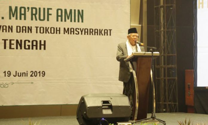 KH Ma'ruf Amin, selaku Mustasyar Pengurus Besar Nahdlatul Ulama.