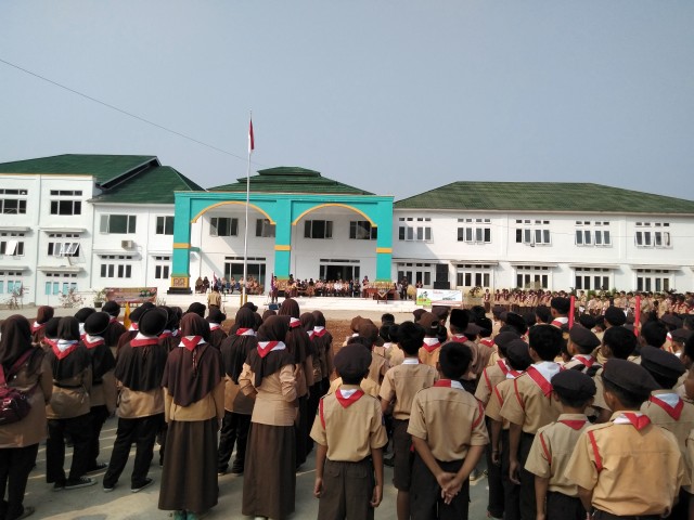 Seribu pelajar Kabupaten Serang ikuti HUT Pramuka ke-58, di Tunjung Teja, Serang-Banten, Rabu (14/8/2019).